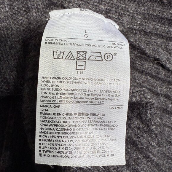 Gap Cozy Ribbed Vneck Wool blend Pullover Sweater Charcoal Heather Grey - Picture 8 of 8